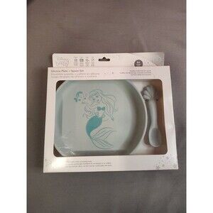 Bumkins Disney Baby 2 Piece Silicone Feeding Set Ariel Aqua Green